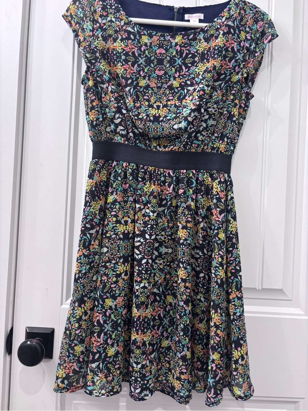 Xhilaration Black Floral Mini Dress with Multicolor Print
